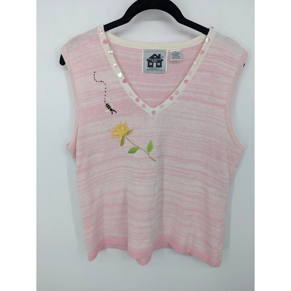 Storybook Knits Embroidered Cardigan Set Womens Medium Pink Butterfly Flower - Picture 8 of 11